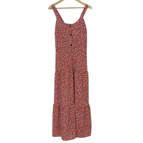 NWOT Orange & Blue Floral Tiered Maxi Dress - Picture 2 of 14